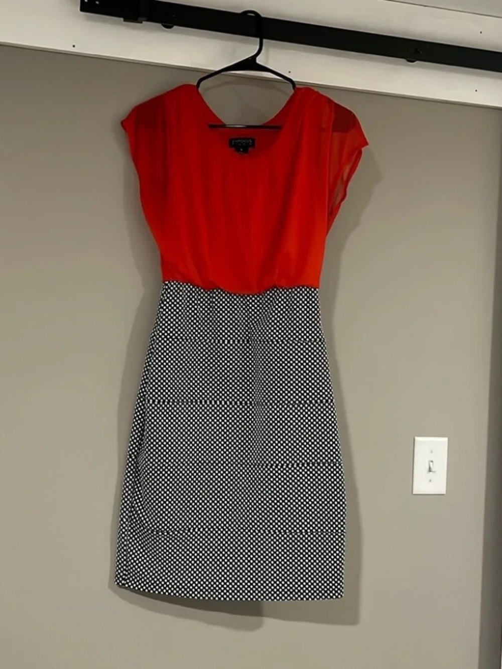 Enfocus Studio Size 6 Red, Black, White Polka Dot Dress lot6458